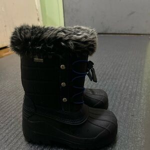 Black Winter Boots with Faux Fur Trim